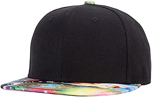 WELITY Men's Galaxy Canvas Flat Panel Brim Hip Hop Trucker Snap Back Cap Hat Black