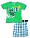 Search : Company 81 "Kelly Green & Colorful Plaid" Boys 2Pc Short Set