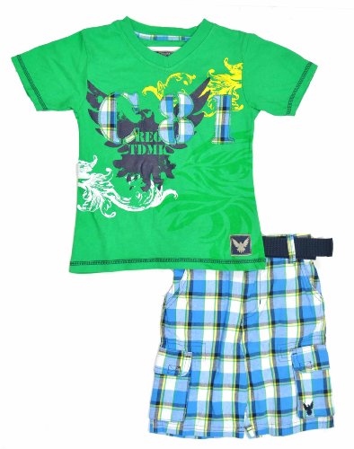 Company 81 "Kelly Green & Colorful Plaid" Boys 2Pc Short Set