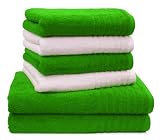 Produkt-Bild: 6 tlg. Handtuchset "Gallant" - gr&uuml;n / weiss - Qualit&auml;t 565 g/m&sup2;, 2 Badet&uuml;cher / Duscht&uuml;cher 70 x 140 cm gr&uuml;n und 4 Handt&uuml;cher 50 x 100 cm gr&uuml;n/ weiss, 100 % Baumwolle