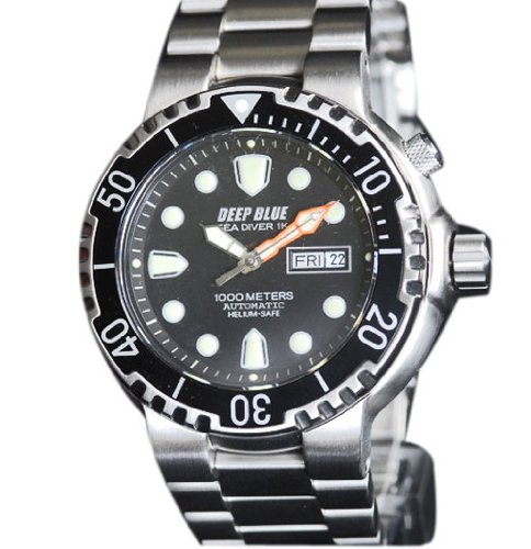 Deep Blue Men's Seadiver1kBlk Sea Diver 1k 1000 Meter Dive Watch