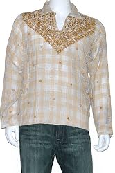Mens Embroidered Kurta Casual Cotton Shirt India Size S (gck120)
