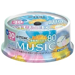 TDK 音楽用CD-R 80分 インクジェットプリンタ対応(5色カラーミックス・ワイド印刷仕様) 30枚スピンドル CD-RDE80CPMX30PS