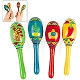 Mini Wooden Fiesta Maracas Assorted color and design (1 dz)