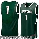 Nike Michigan State Spartans #1 Titanium Elite Aerographic Basketball Performance Twill Jersey-Green