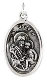 Sterling Silver St. Joseph Medal 15/16 X 5/8 (24 mm X 16 mm).