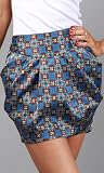 HECHE Printed Mini Draped Skirt Blue