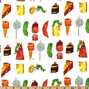44-Wide-The-Very-Hungry-Caterpillar-Snacks-White-Multi-Fabric-By-The-Yard