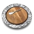 Wilton Armetale Seashells 12-1/4-Inch Round Serving Tray with Cheese Board and Spreader
