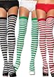 Christmas Stripe Thigh High Nylon Stocking