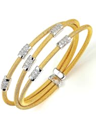 Sterling Silver & Cz 18k Yellow Gold Plated Bangle
