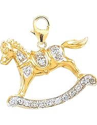 14K Yellow Gold Diamond Rocking Horse Charm