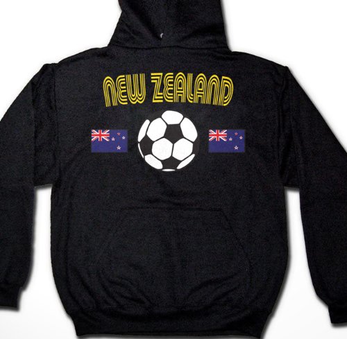New Zealand Flags International Soccer Sweatshirt, New Zealander National Pride Mens Pullover Hoodie, X-Large, Kelly
