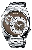 Casio - MTF-108D-5AVEF - Montre Homme - Quartz Analogique - Dualtime - Cadran Marron - Bracelet Acier