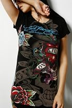 Ed Hardy - Women's Love Kill's Slowly Multiprint Tee (Black)