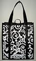 Burban Bags Reusable Grocery Shopping Bags Black with Allover White Scroll
