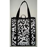 SALE! Burban Bags Reusable Grocery Shopping Bags Black with Allover White Scroll