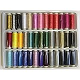 Bluecell 35 Assorted Color 200 Yards Per Unit Polyester Sewing Thread Spool Set + Bluecell LCD Cleaner Stylus