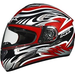 AFX Multi Adult FX-100 Street Bike Motorcycle Helmet w/ Free B&F Heart Sticker Bundle - Red