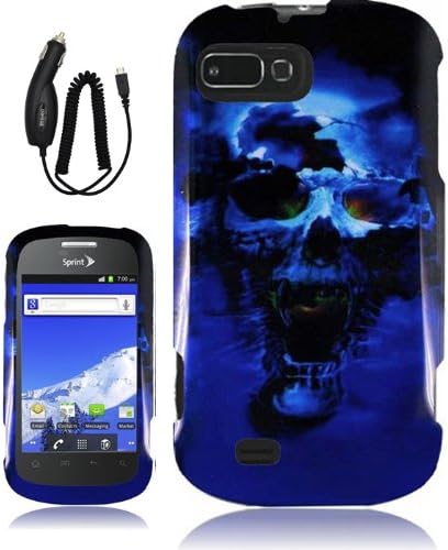 ZTE VALET Z665C FURY N850 BLUE BLACK SKULL COVER SNAP ON HARD CASE + FREE CAR CHARGER from [ACCESSORY ARENA]