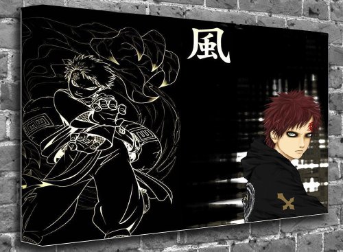 Animated Anime Naruto Gaara Poster Art Picture Print (FRAMED CANVAS) Size:36 x 24 (90 x 60 cm Approx)
