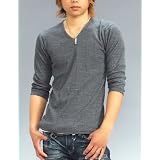 Tシャツ メンズ 無地 七分袖 カットソー Vネックランダムテレコ プレーン【q424】