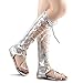 Kattee Women's Knee-high Strappy Platform Gladiator Sandals Shoes with Zipper