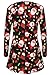 Meaneor Long Sleeves PlusSanta Christmas Xmas Gifts Print Flared Swing Dress Top