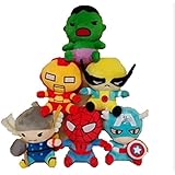 6 Pcs 18cm the Avengers Plush Toys for Kids Thor Iron Man Hulk Captain American Spiderman Wolverine
