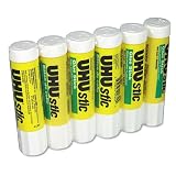 Saunders - UHU Stic Permanent Clear Application Glue Stick, .74 oz, 6/pack - Pack of 15
