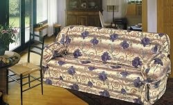3PCS PURPLE ROSE SOFA /LOVESEAT / CHAIR SLIP COVER