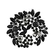 Silvertone Jet Black 2" Rhinestone Wreath Brooch Pin