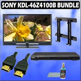 Sony Bravia Z-Series KDL-46Z4100B 46in. 1080P Black LCD TV + Sony DVD Player w/ Wall Mount Accessory Kit