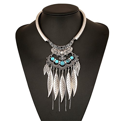 XY Fancy Fashion Bohemian Gypsy Ethnic Choker Collar Vintage Maxi Statement Necklaces & Pendants Beads Leaf Tassel Fine Jewelry