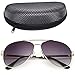 LotFancy Aviator Sunglasses for Men with Case, UV400 Protection, 61MM, Lightweight Eyewear for Driving Fishing Sports, Grey Gradient Lens, Silver Metal Frame