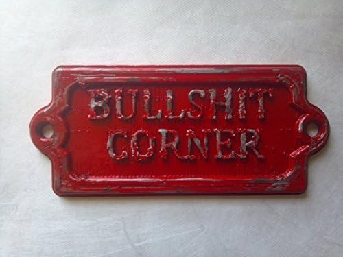 RMP Plastic Bullshit Corner Plaque Sign -Red- Irish Pub Sign - Bar Decor - St. Patrick's Day Shabby Chic Styling