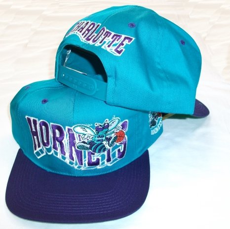 Charlotte Hornets 2 Tone Blue / Purple Snapback Adjustable Plastic Snap Strap Back Hat / Cap