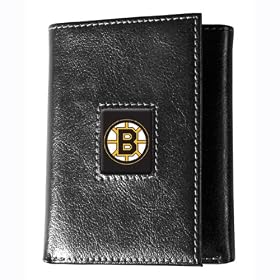 Boston Bruins Black Leather Trifold Wallet
