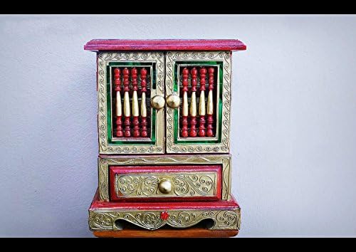 Small Curio Wood Cabinet Showcase Vintage Armoire Storage 4 Chest Stand Organizer Decor Thai Carved Antique Organizer Drawer Wood Box