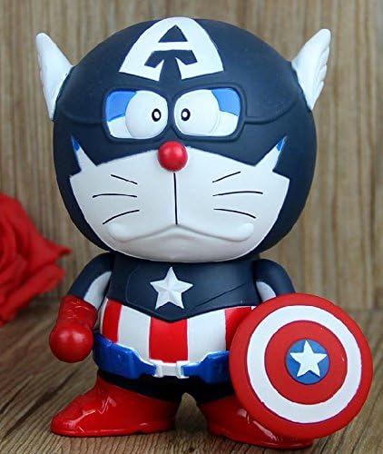 J Conner Anime Cartoon Doraemon Cosplay Captain America PVC Action Figure Collectible Toys