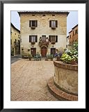 Local Restaurant in Piazza, Pienza, Italy Framed Art Poster Print by Dennis Flaherty, 31x39