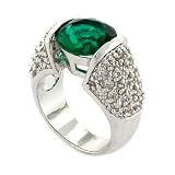 Classic & Streamlined - Engagement Ring with Emerald CZ & White Pavé