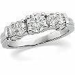 14K White Gold Diamond Three-Stone Band - 1.16 Ct.