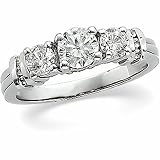 14K White Gold Diamond Three-Stone Band - 1.16 Ct.