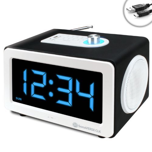 GOgroove LED Alarm Clock MP3 Stereo 6W Speaker SonaVERSE CLK with AUXIn and USB or SD Card Port
