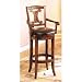 Brown finish wood frame bar stool with bycast leather seat 30" seat height
