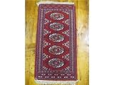 1'1 x 2'1 Red Persian Hand Knotted Wool Torkaman Rug