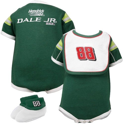 Dale Earnhardt Jr. Green Newborn Speedway Mesh Bib & Booties Set