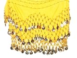 Costume/Ceinture de danse du ventre- décorée de pièces sur les hanches, jaune