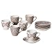 Yedi Houseware Classic Coffee and Tea Paisley Heart Teacups and Saucers, Set of 6